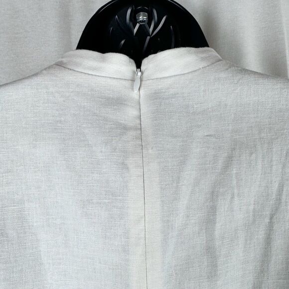 STAUD Alexandria White Linen Midi Dress Long Sleeves Size 8 - Picture 6 of 10
